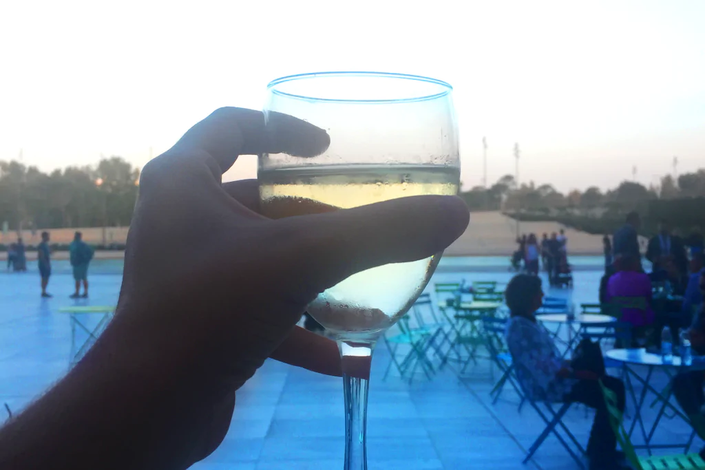 Microsoft Conference , relax with glass of wine
